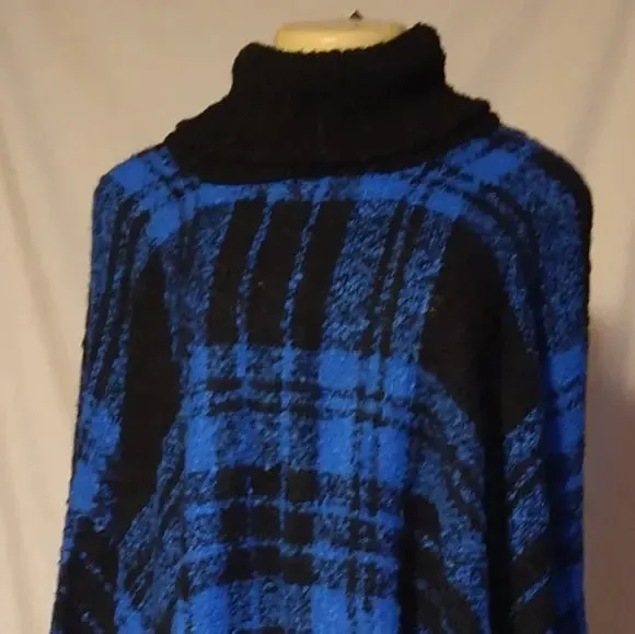 Blue Plaid Poncho