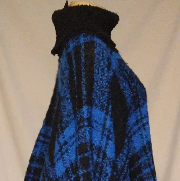 Blue Plaid Poncho