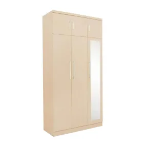 Borese Mirror 3 Open Door Wardrobe with Top