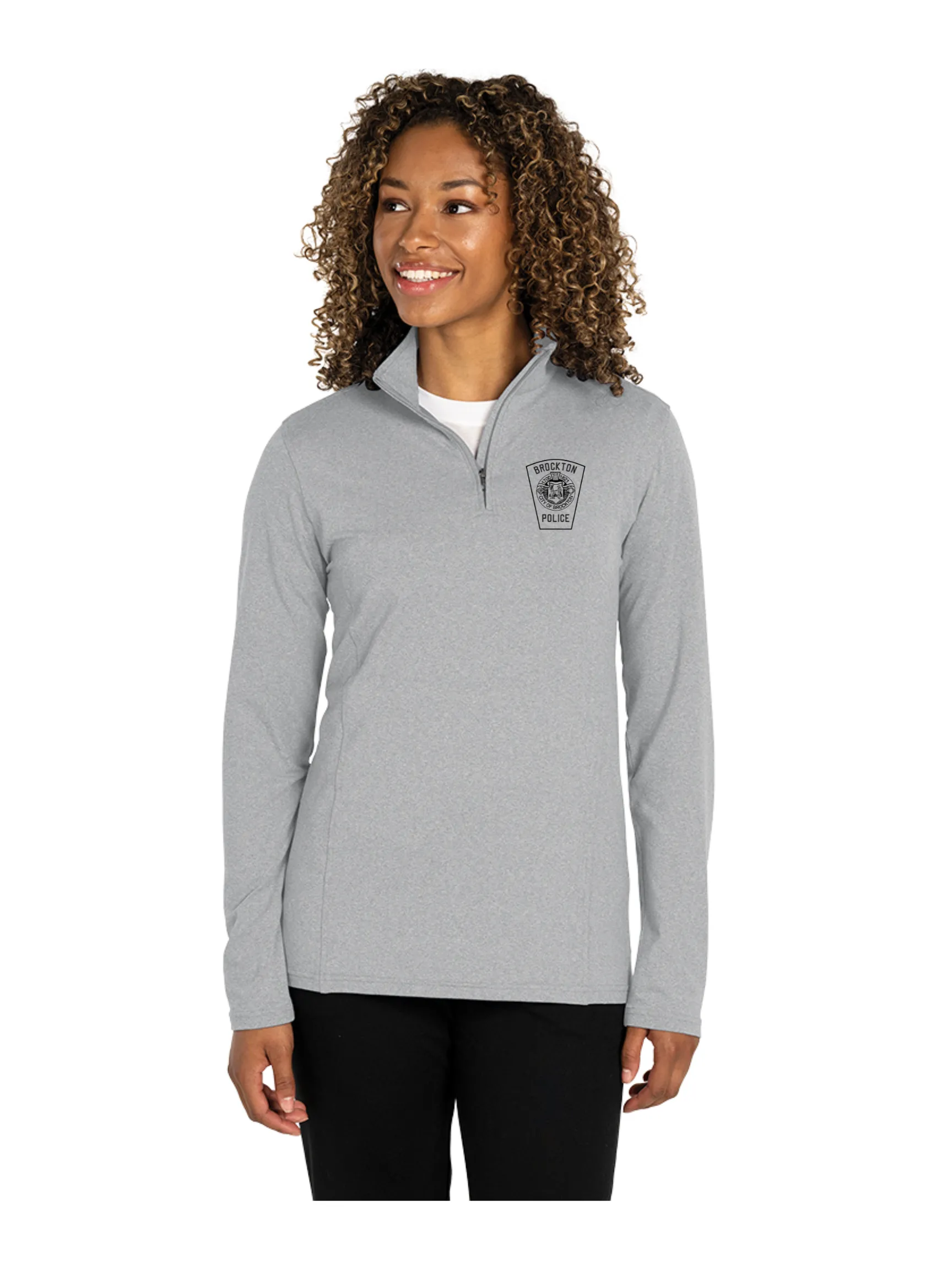 Brockton PD - Women's Heathered Eco-Logic Stretch Quarter Zip (5468)