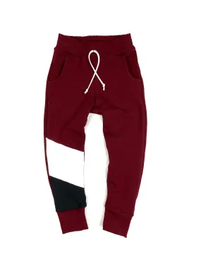 Burgundy Color Block Joggers