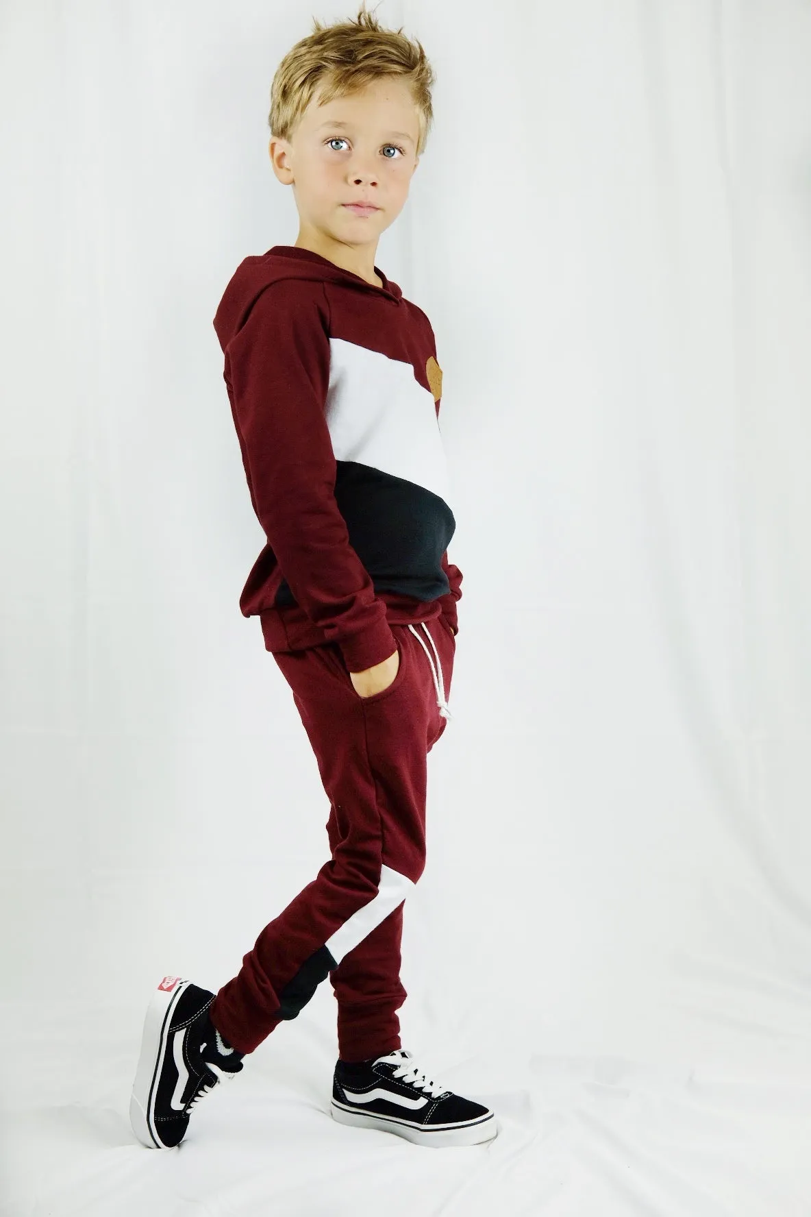 Burgundy Color Block Joggers