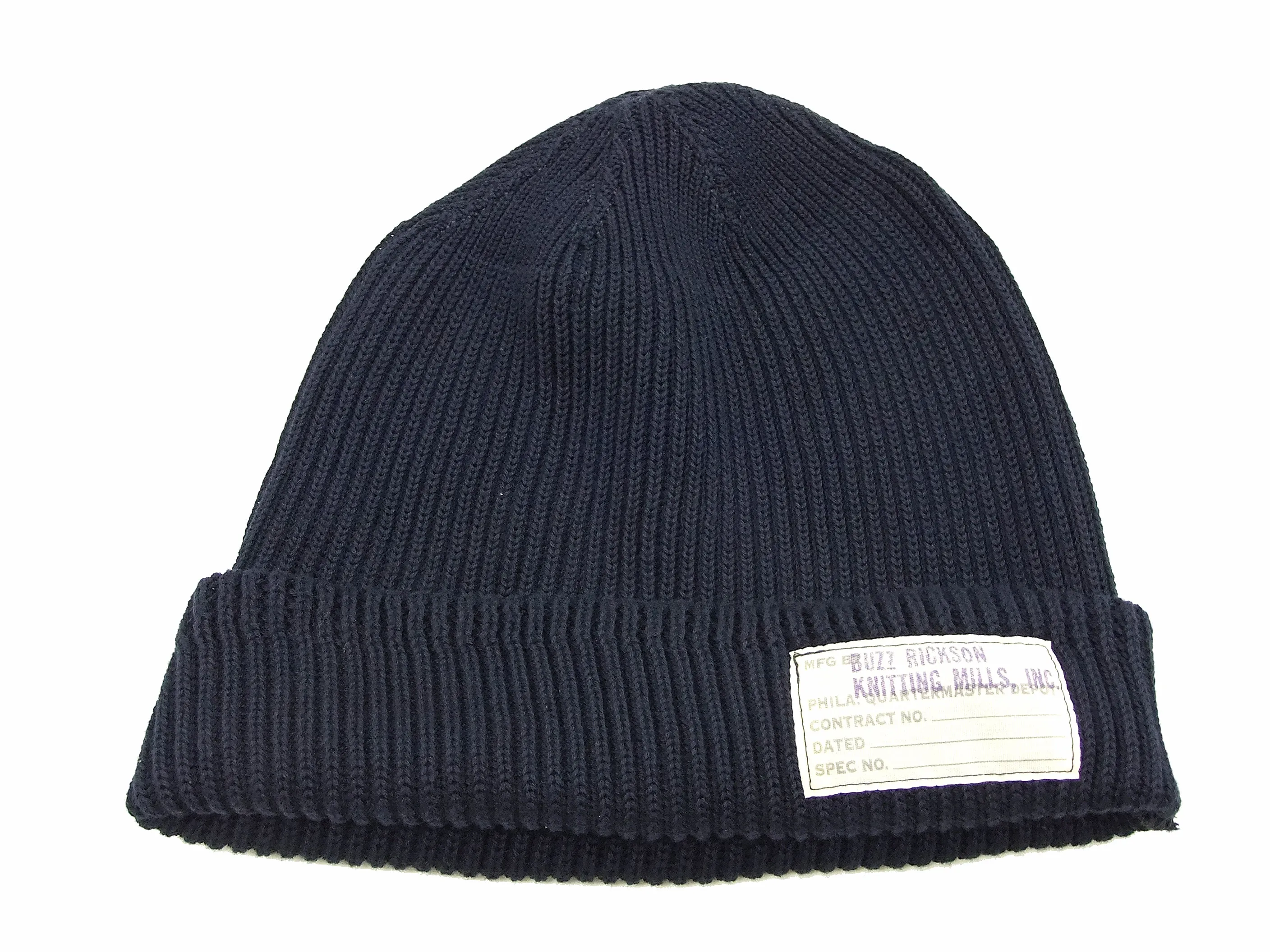 Buzz Rickson Watch Cap Men's Cotton Knit Hat WWII US military style beanie BR02186 Navy-Blue