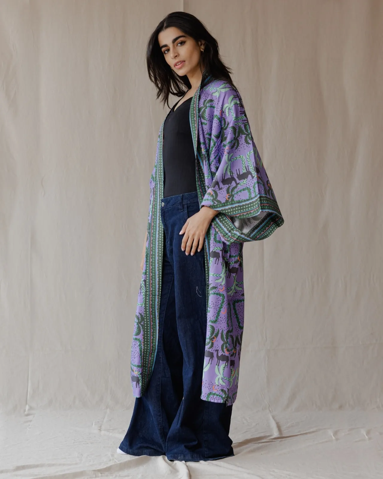 Camel Maze Kimono Purple