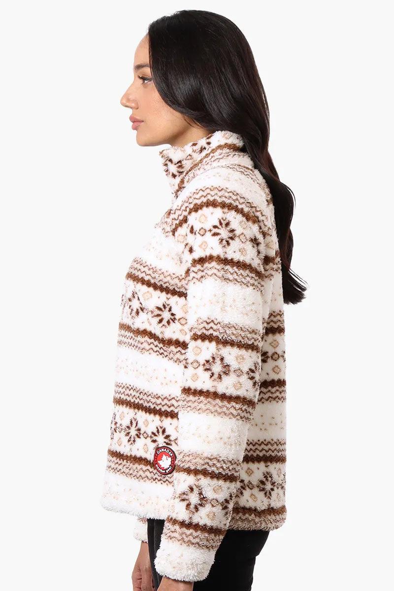 Canada Weather Gear Fair Isle Pattern 1/4 Zip Pullover Sweater - Brown