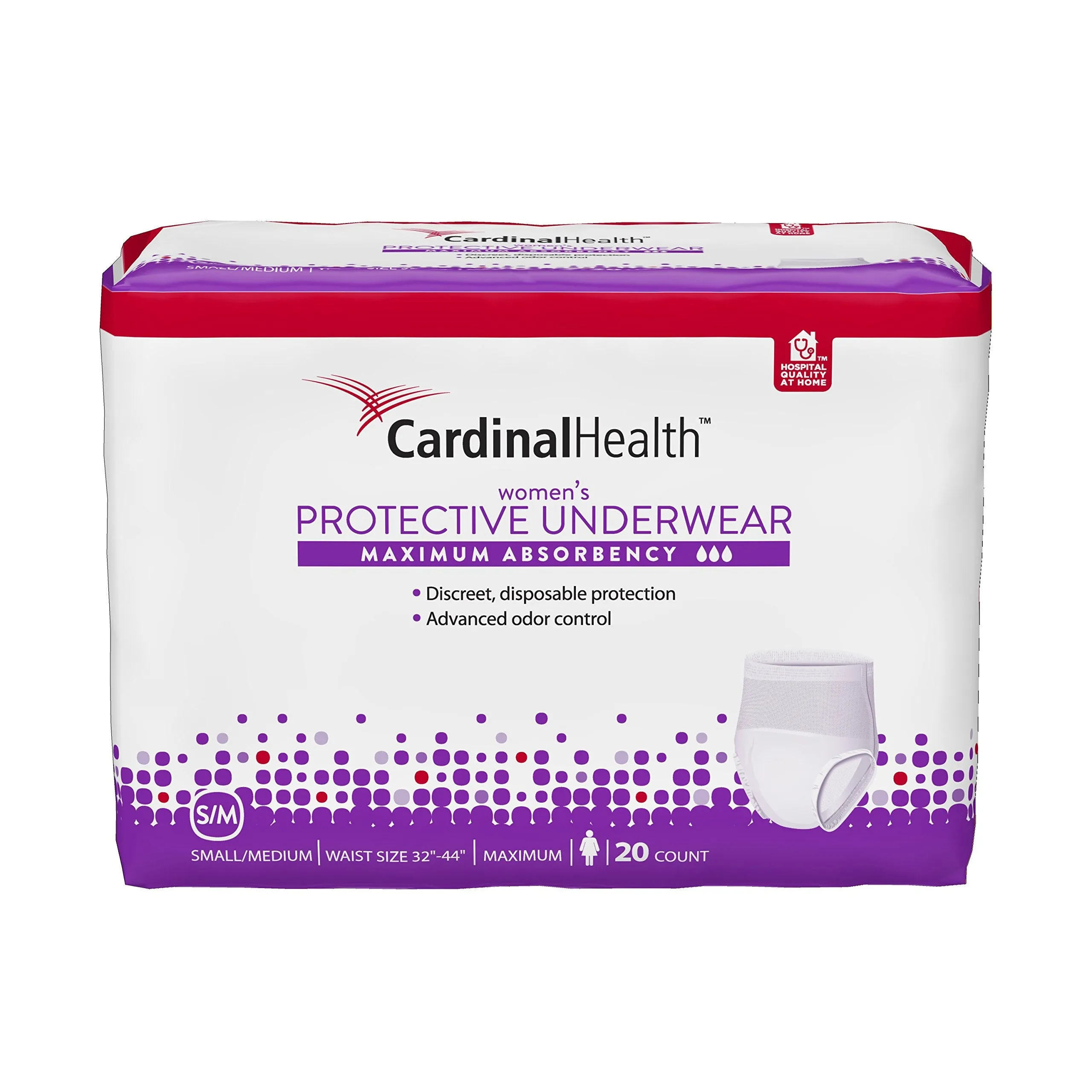 Cardinal Health UWFSM20 Protective Underwear for Women, Pack of 20