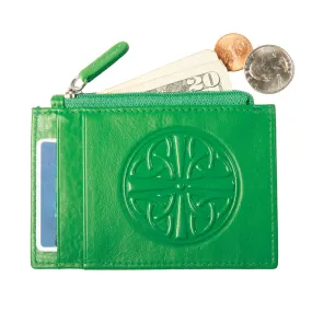 Celtic Knot Leather ID Holder- Emerald