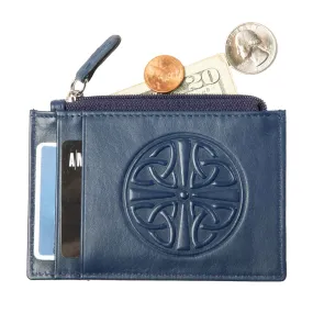 Celtic Knot Leather ID Holder- Navy