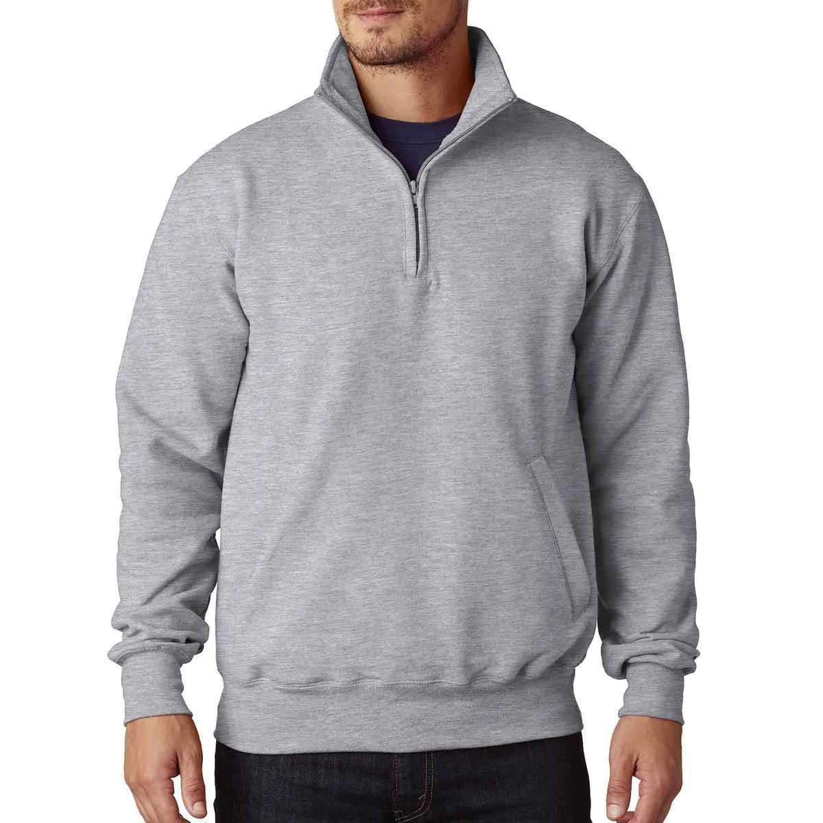 Champion Men's Light Steel Adult Double Dry Eco Quarter-Zip Pullover Fleece