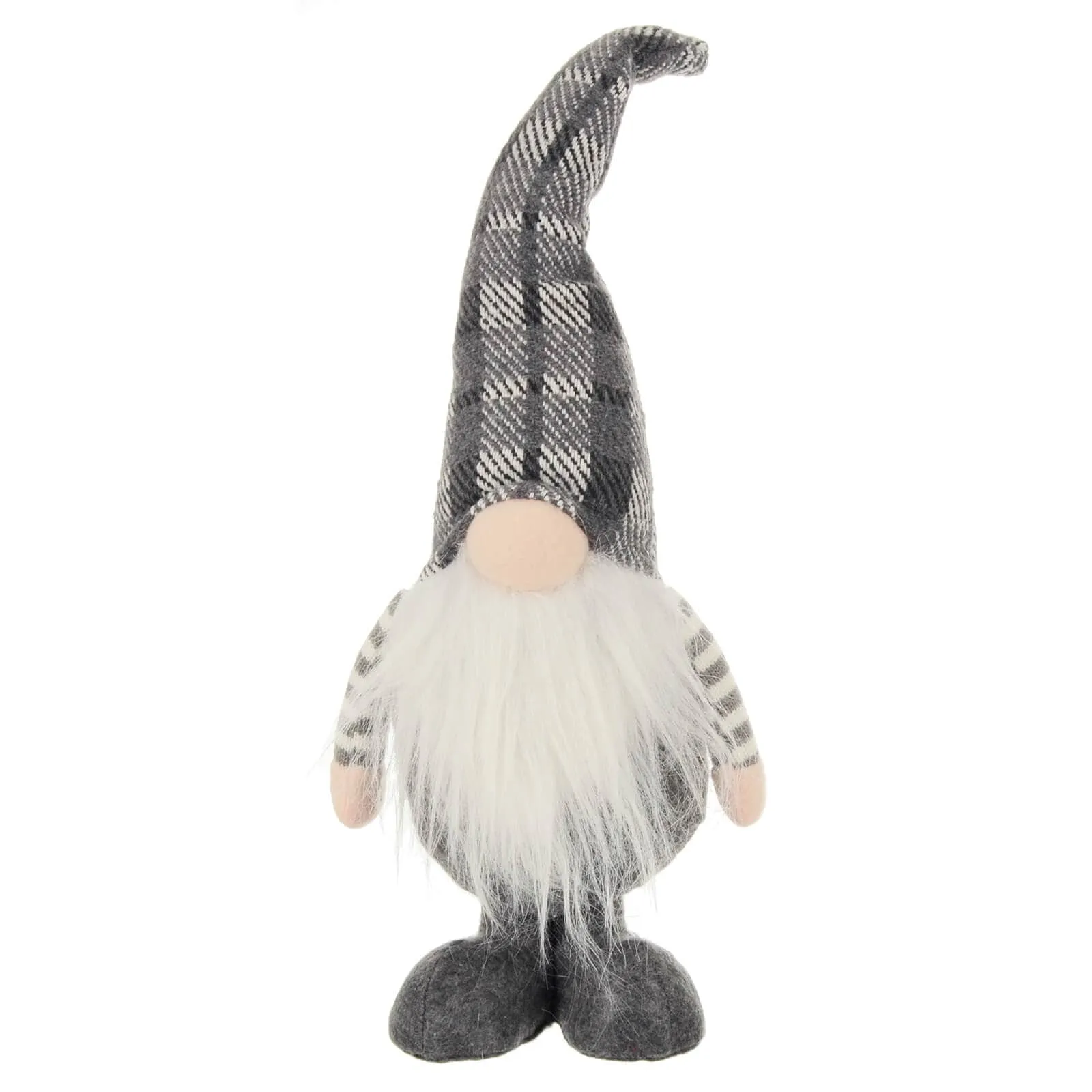 Christmas Gonk Figure Grey White Fabric Standing Decoration 41cm