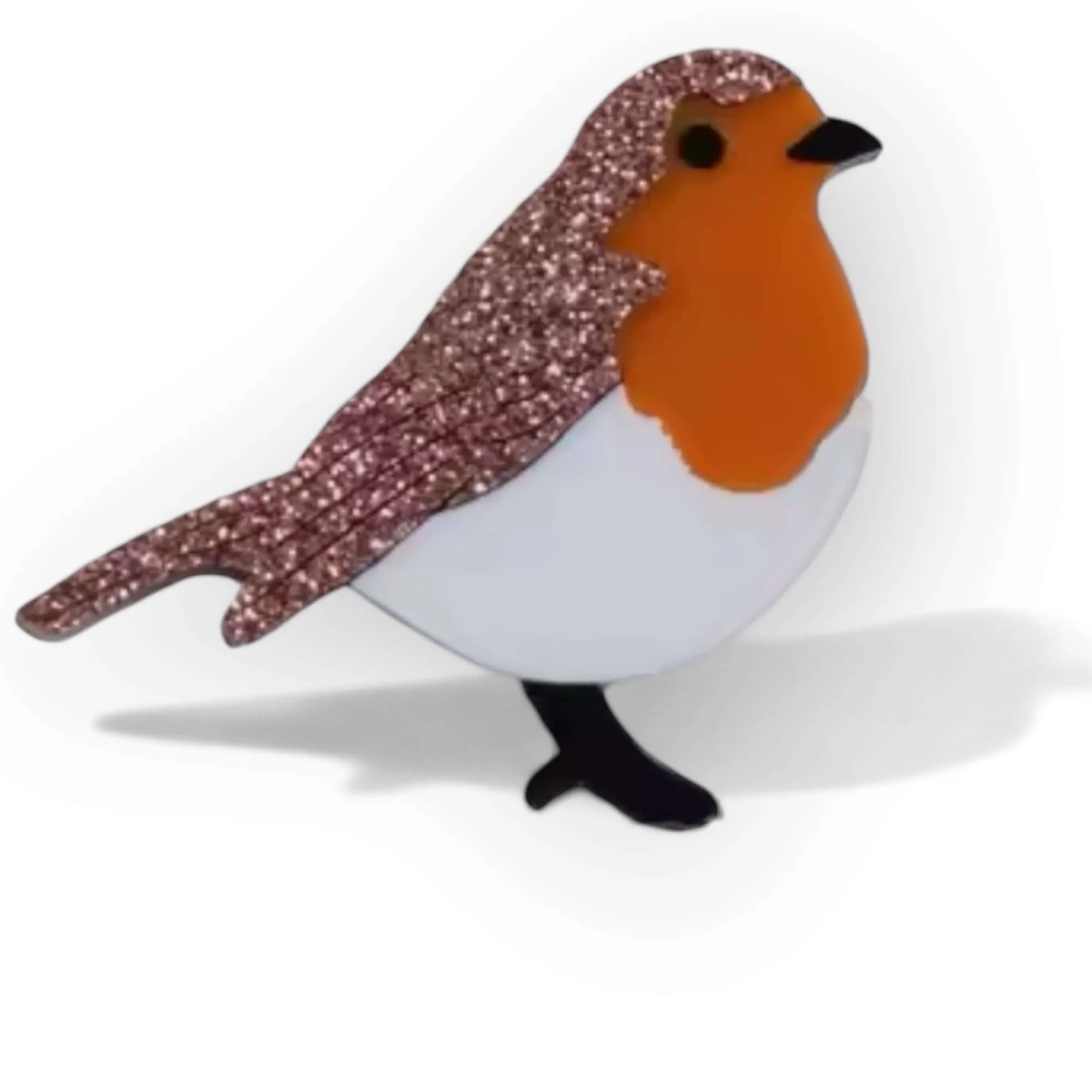 Christmas Robin - Acrylic Art Brooch