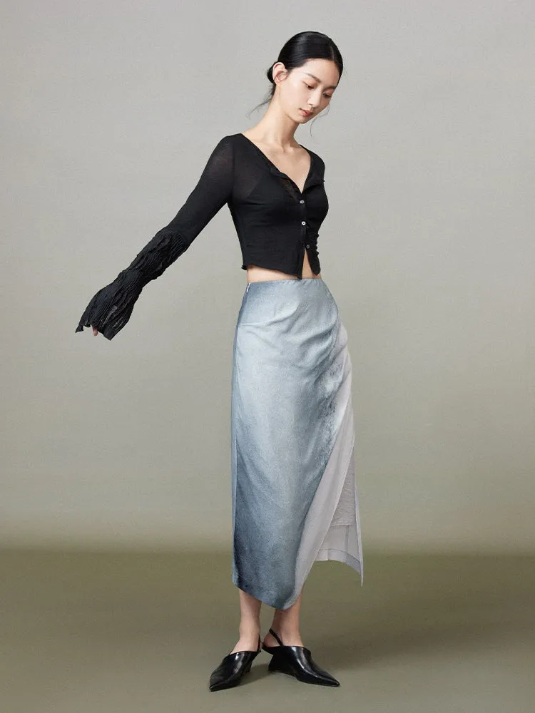 Ciffon Gradation A-Line Chic Classy Long-Skirt