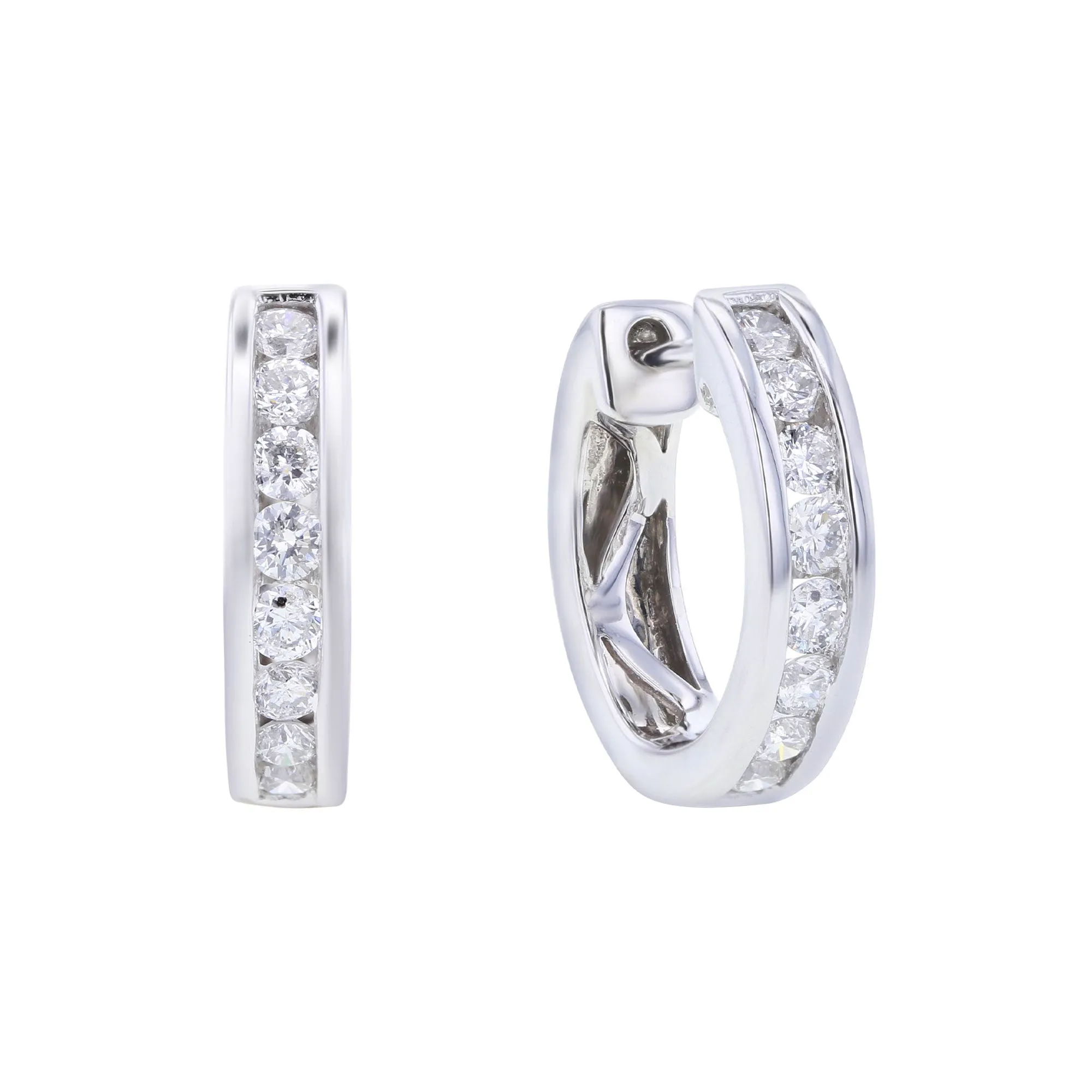 Classic Channel Diamond Huggie Hoop Earring 1/2 ct