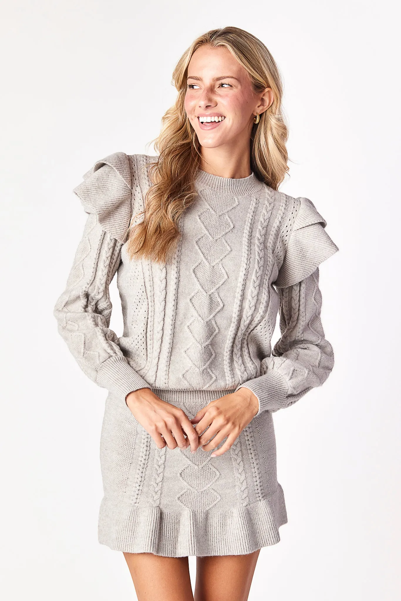 Claude Cable Knit Skirt Dove Gray