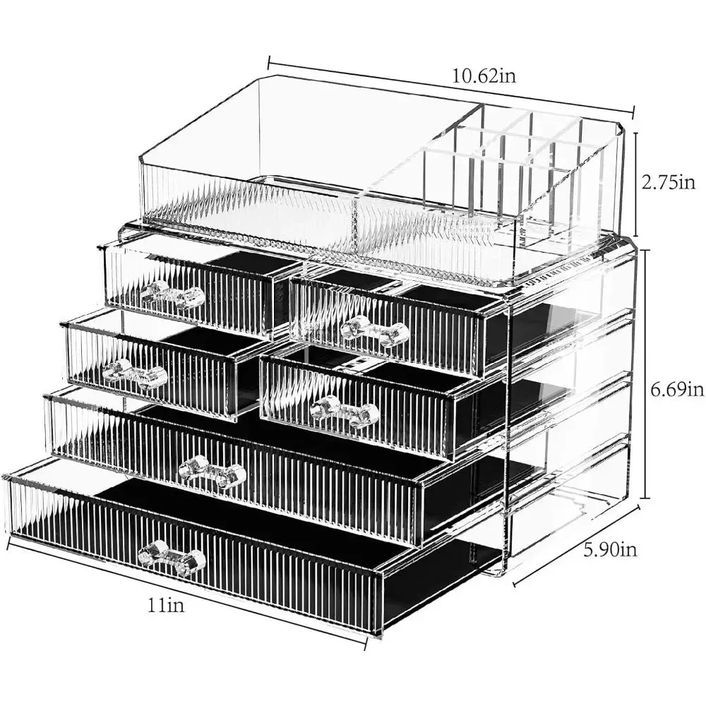 Clear Makeup Organizer with Acrylic Drawers