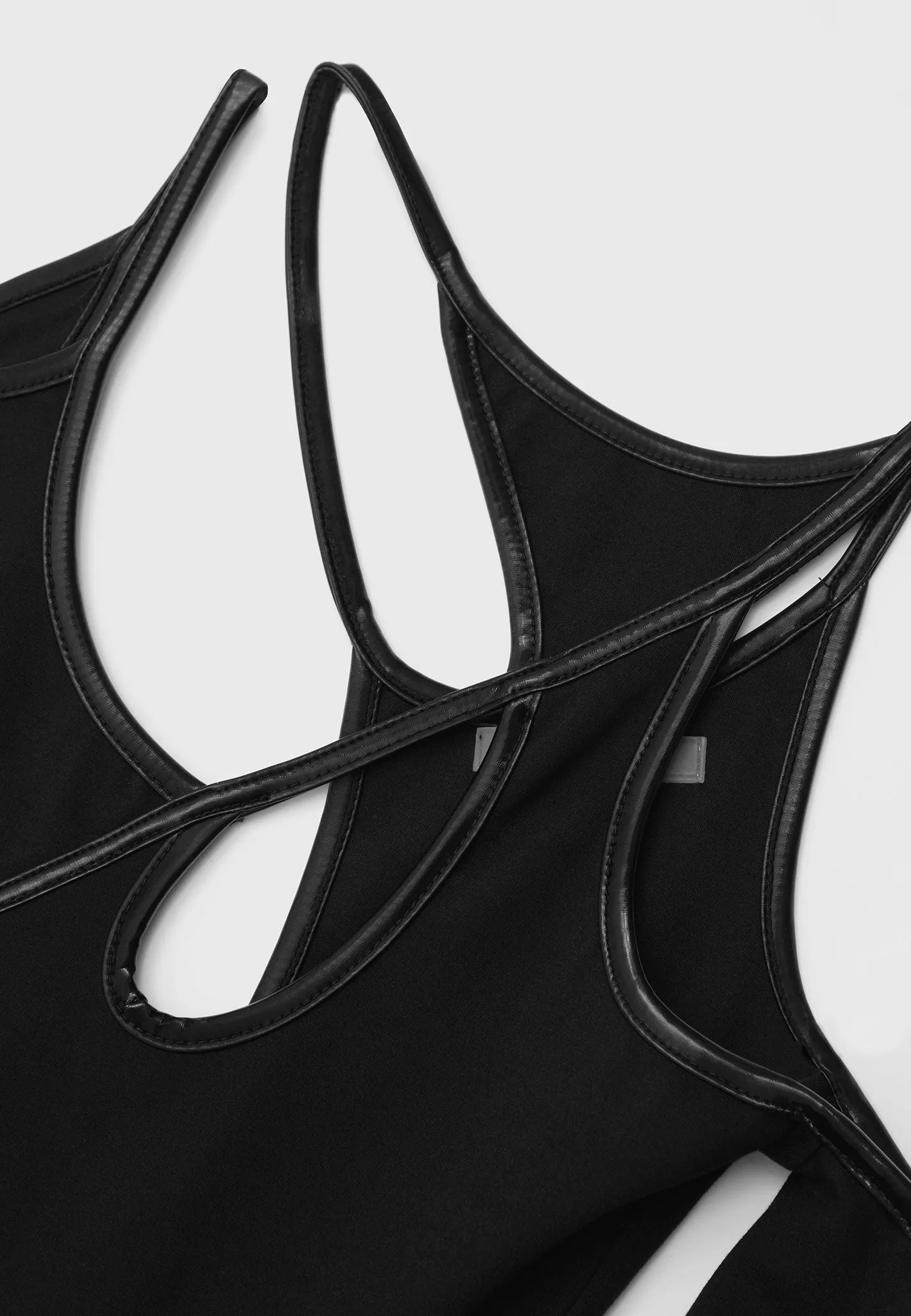 Contrast Asymmetric Bodysuit - Black