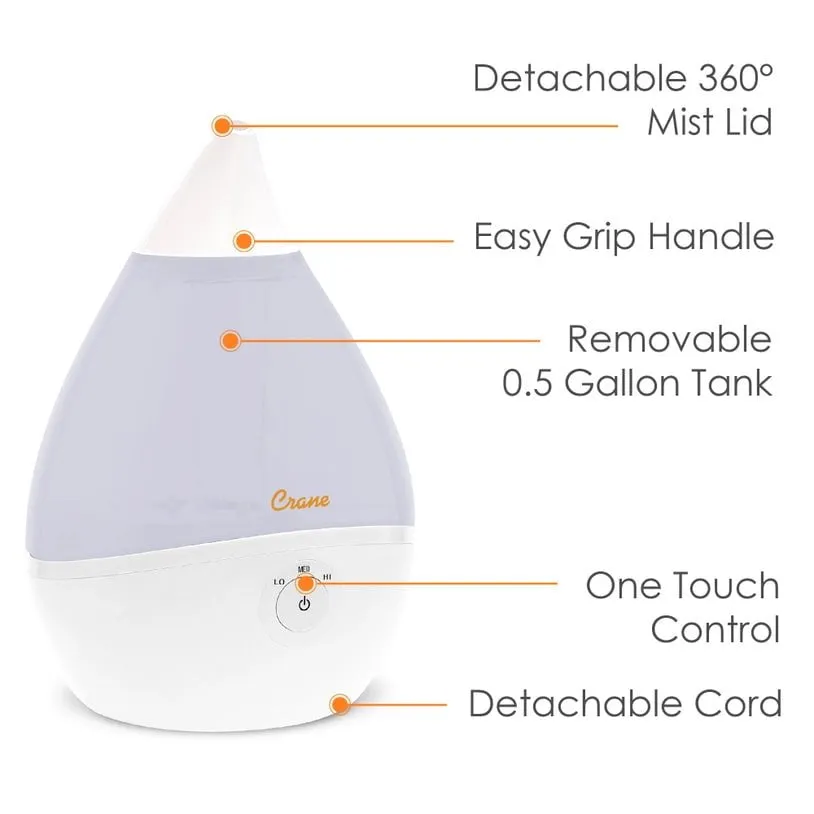 Crane Baby - Droplet Ultrasonic Cool Mist Humidifier - 0.5 Gallon