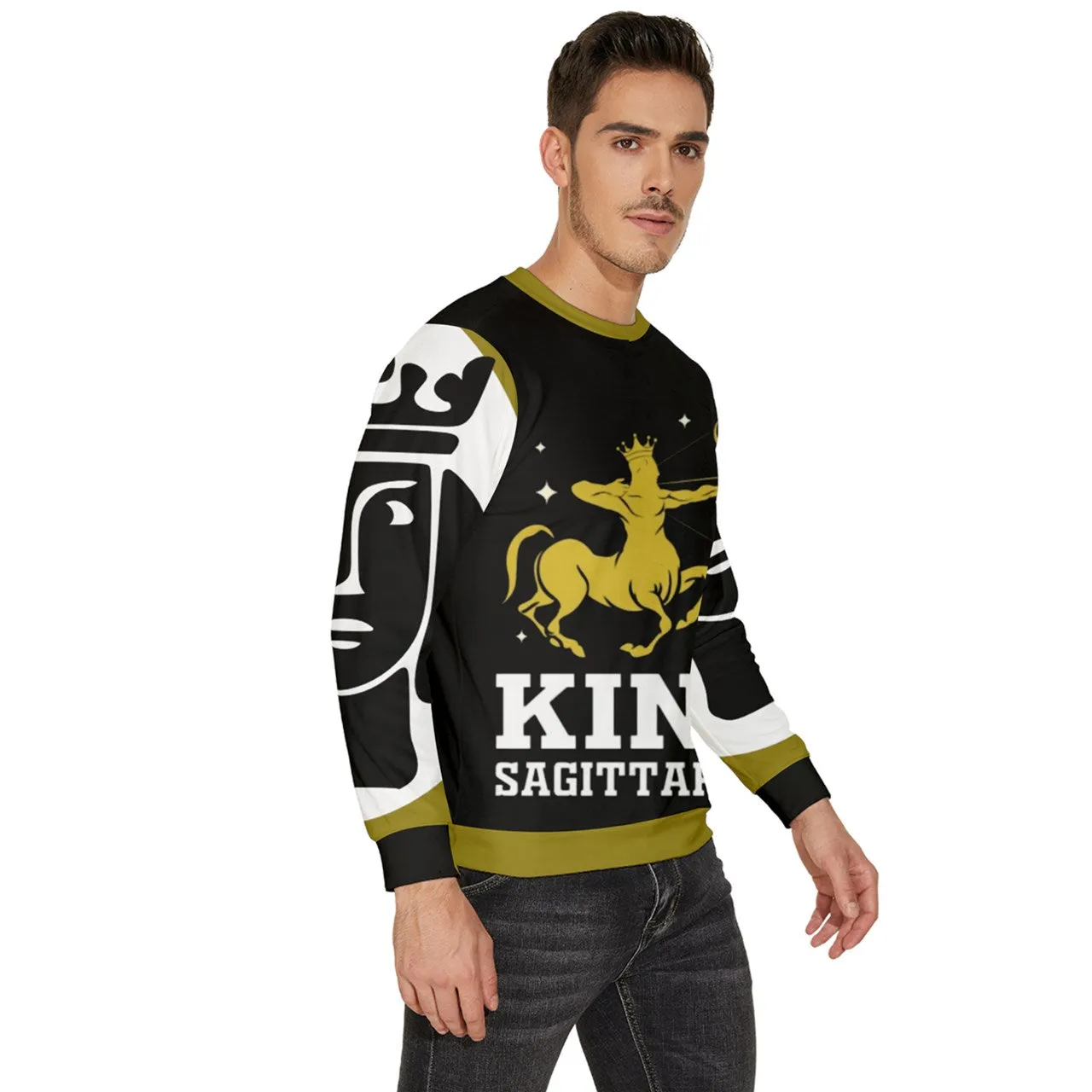 Custom DtheRebel Sagittarius Black & Gold Men's Valure Sweatshirt