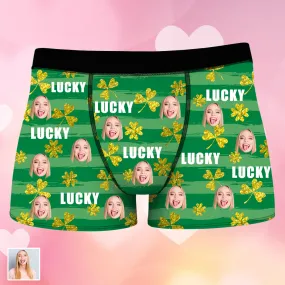 Custom Lucky Face on Men's Boxer - St. Patrick's Day Gift