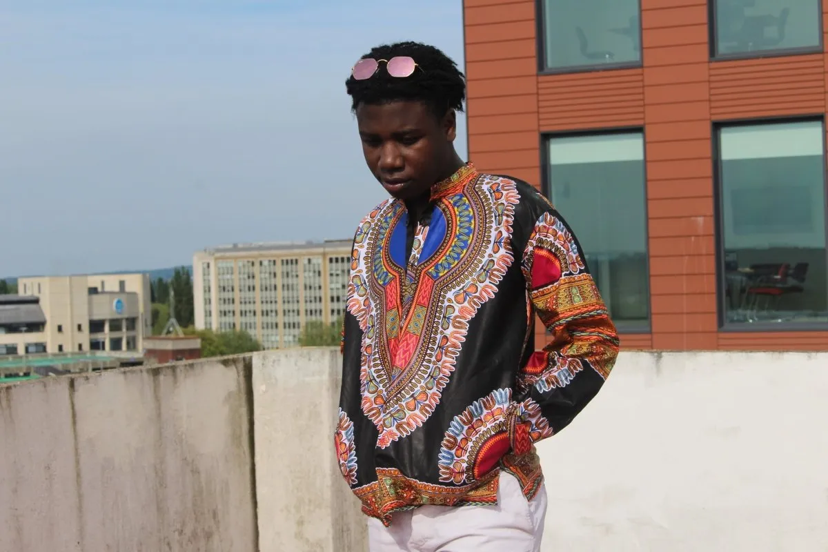 Dashiki Shirt in Black Print - Festival Shirt