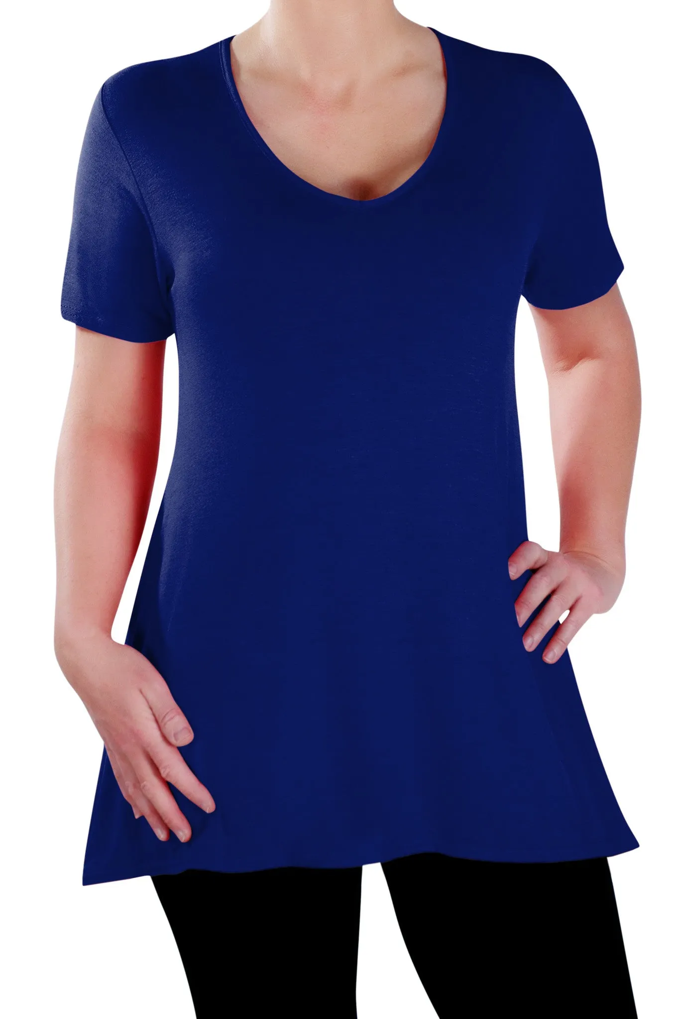 Delphine V Neck Plus Size Short Sleeve Tunic Top