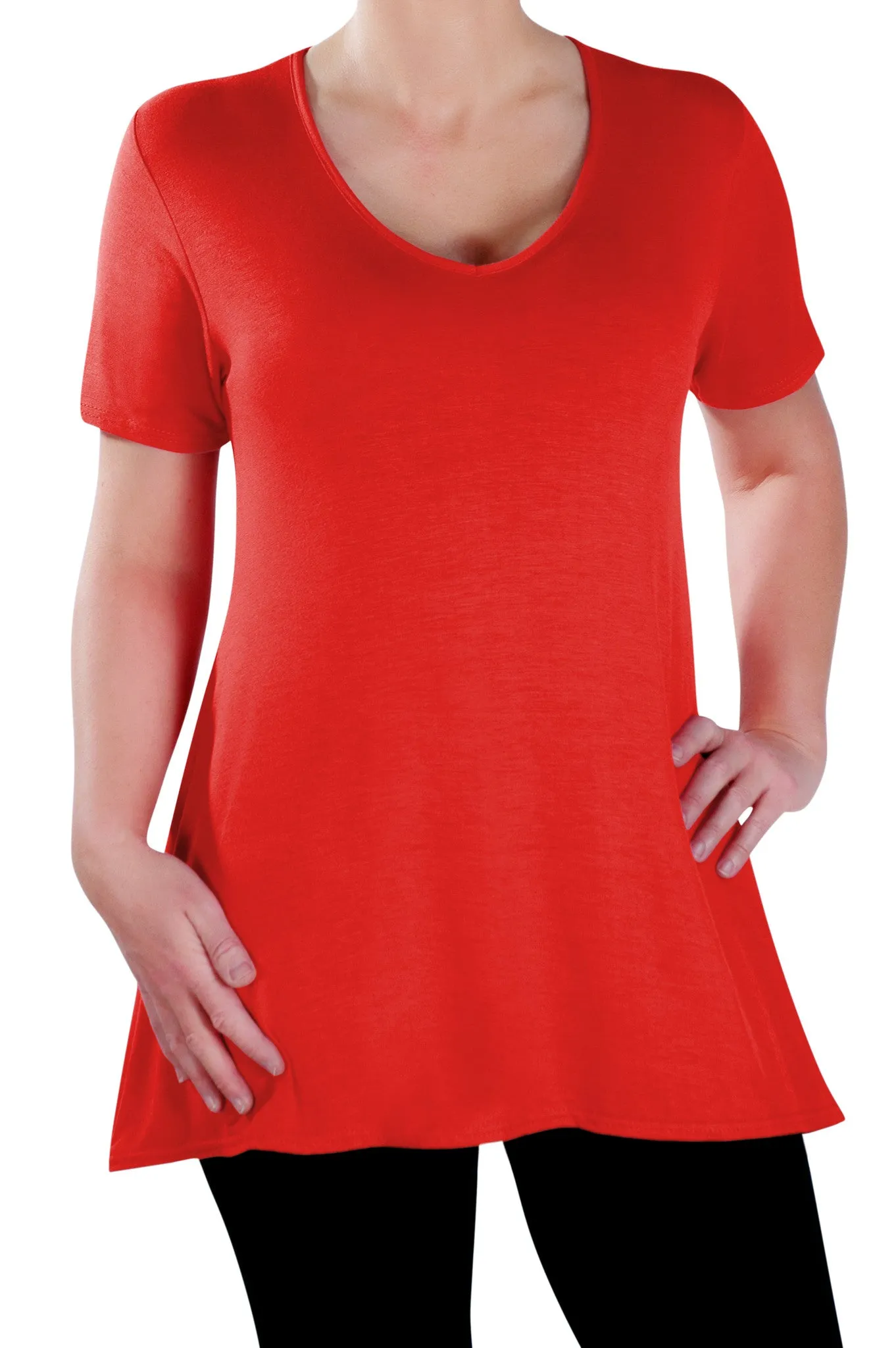 Delphine V Neck Plus Size Short Sleeve Tunic Top