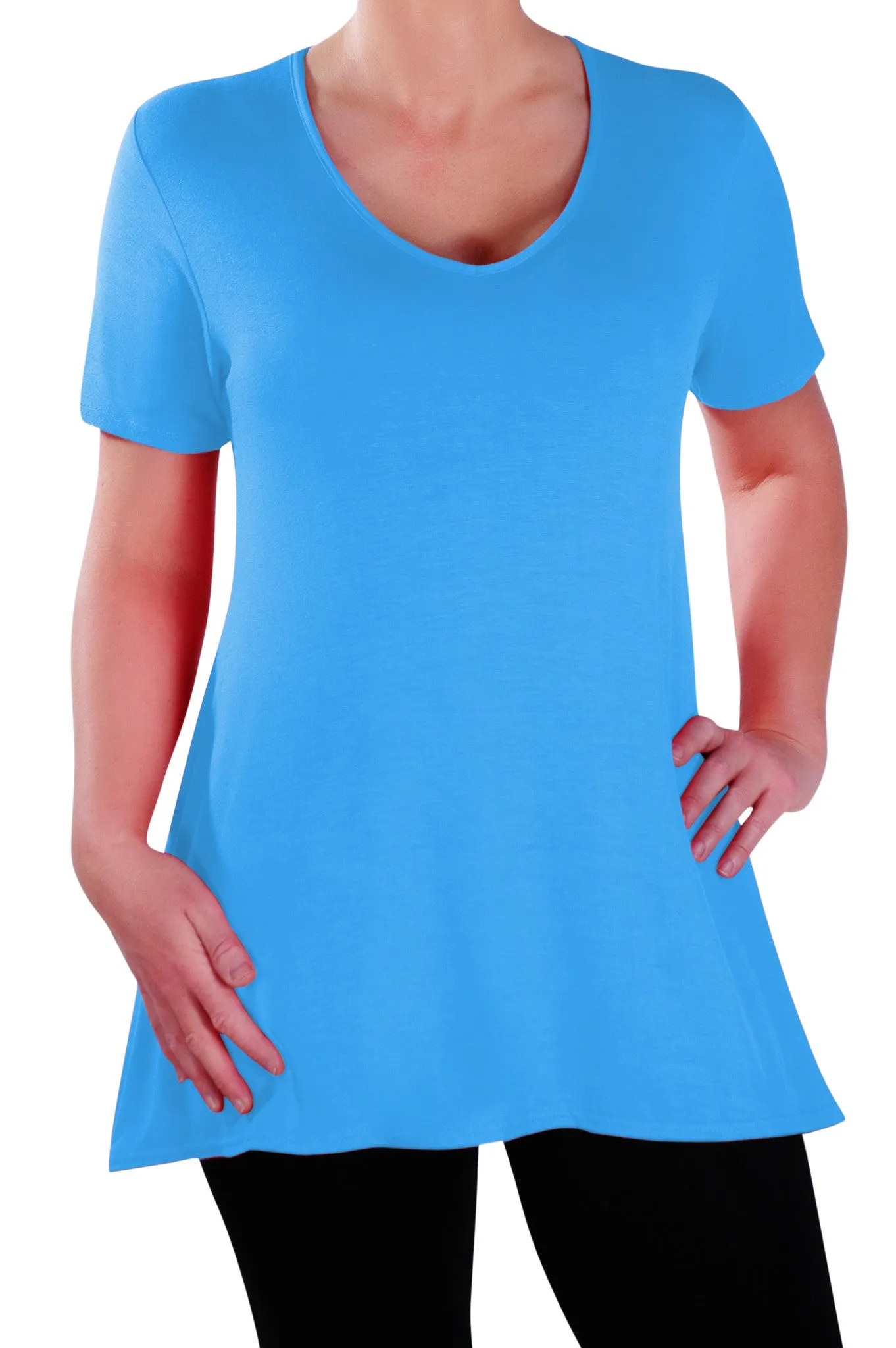 Delphine V Neck Plus Size Short Sleeve Tunic Top