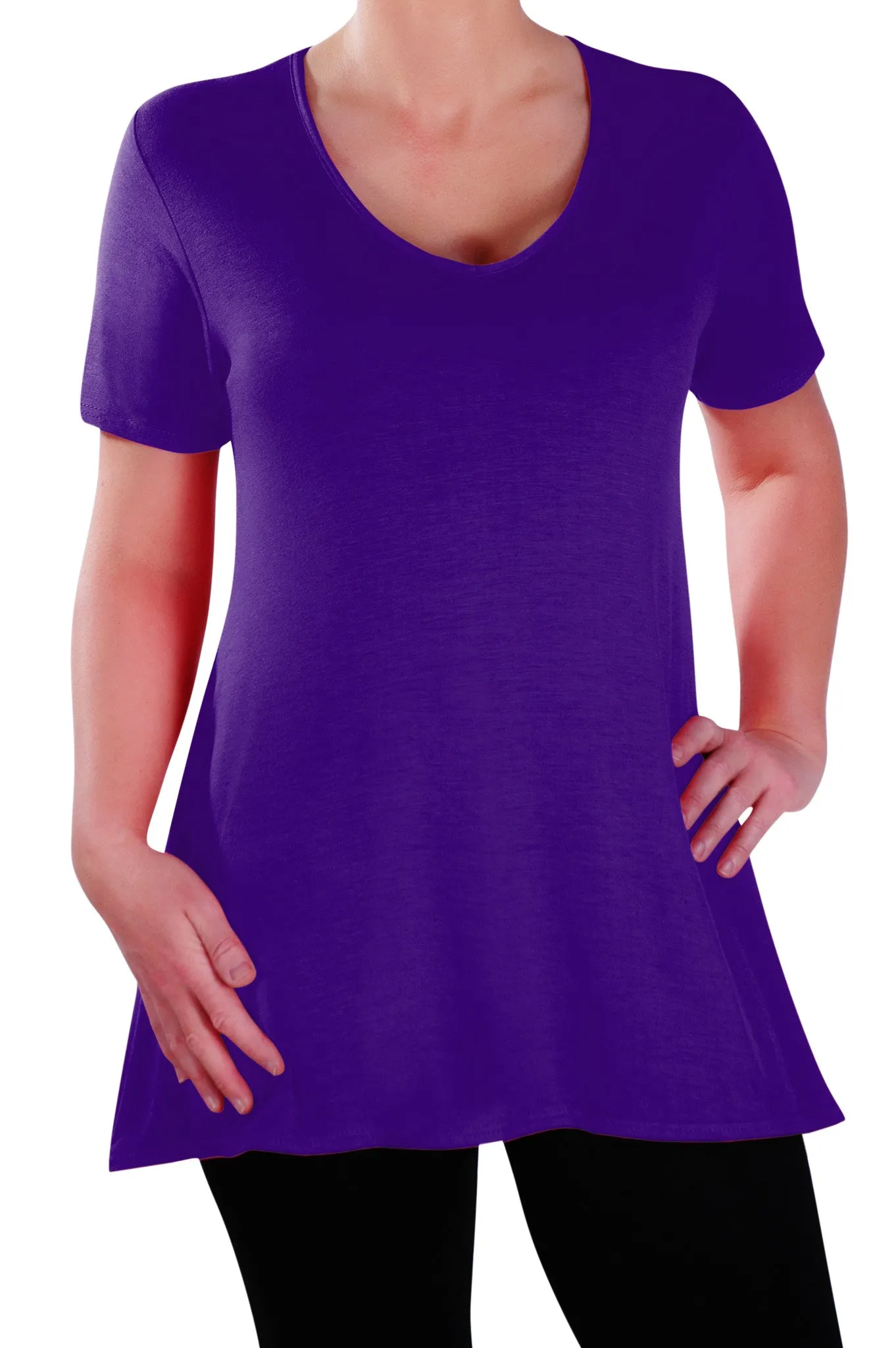 Delphine V Neck Plus Size Short Sleeve Tunic Top