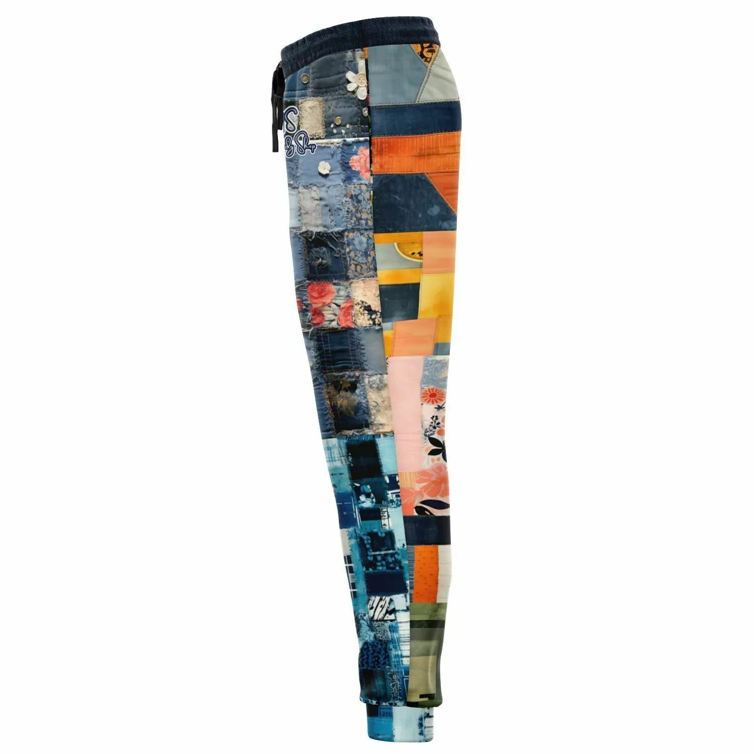 Devine Feminine Denim Patchwork Print Eco-Poly Unisex Joggers