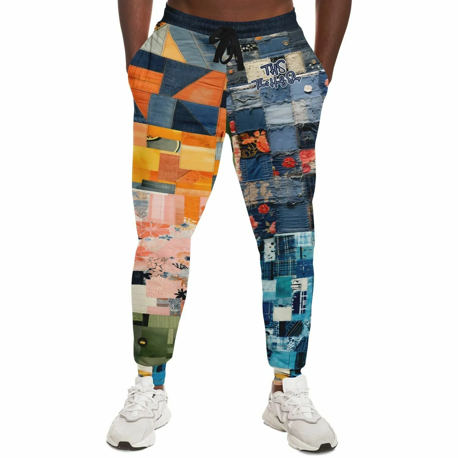 Devine Feminine Denim Patchwork Print Eco-Poly Unisex Joggers