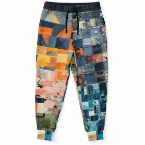 Devine Feminine Denim Patchwork Print Eco-Poly Unisex Joggers