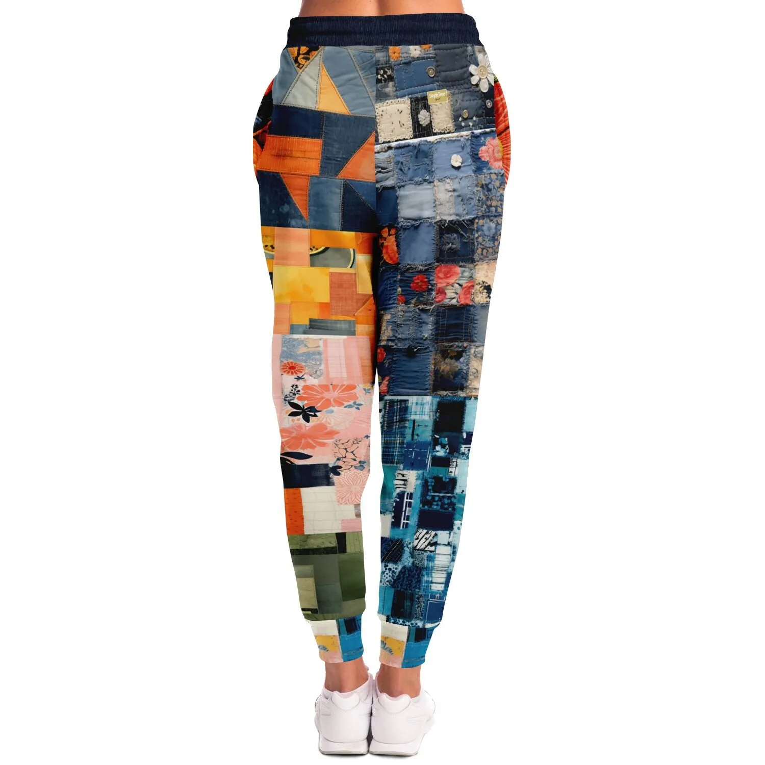 Devine Feminine Denim Patchwork Print Eco-Poly Unisex Joggers