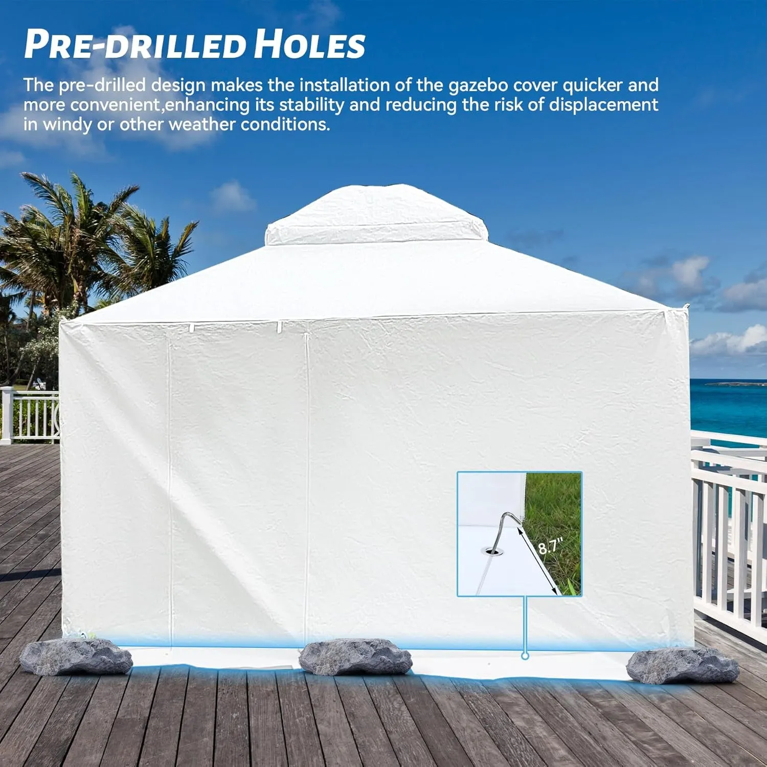 Domi 10’X12’ Gazebo Cover for Hardtop Gazebos, Outdoor Universal Winter Gazebo Cover with Sidewalls and Mesh Windows, All Season Waterproof Enclosed Gazebo Cover, White