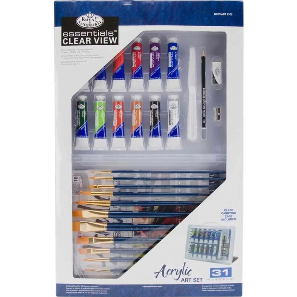 Essentials Clear View Acrylic Painting Set Deluxe