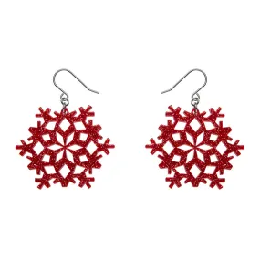 Essentials Snowflake Dangle Earrings - Red Fine Glitter