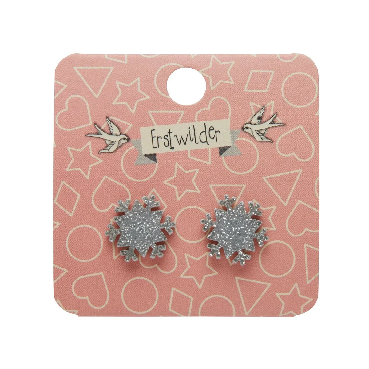 Essentials Snowflake Post Earrings - Silver Glitter