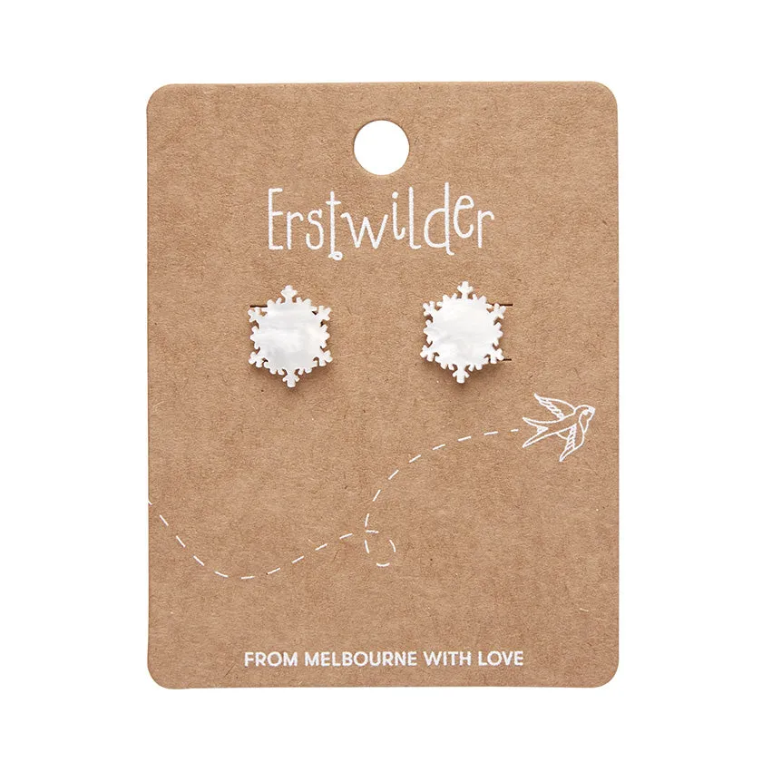 Essentials Snowflake Post Earrings - White Ripple