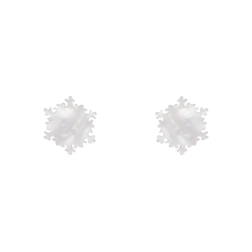 Essentials Snowflake Post Earrings - White Ripple