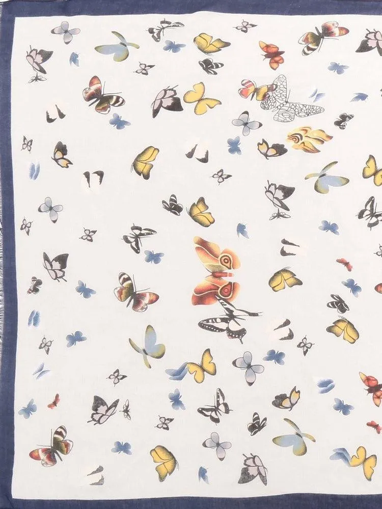 FabSeasons Navy Viscose Butterfly Printed Soft & Stylish Scarf