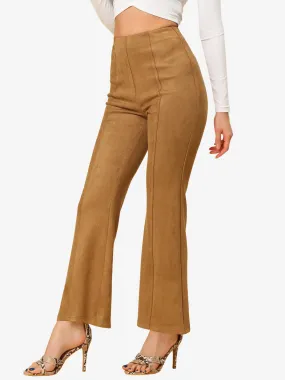 Faux Suede Wide Leg Casual Business Flared Bell Pants