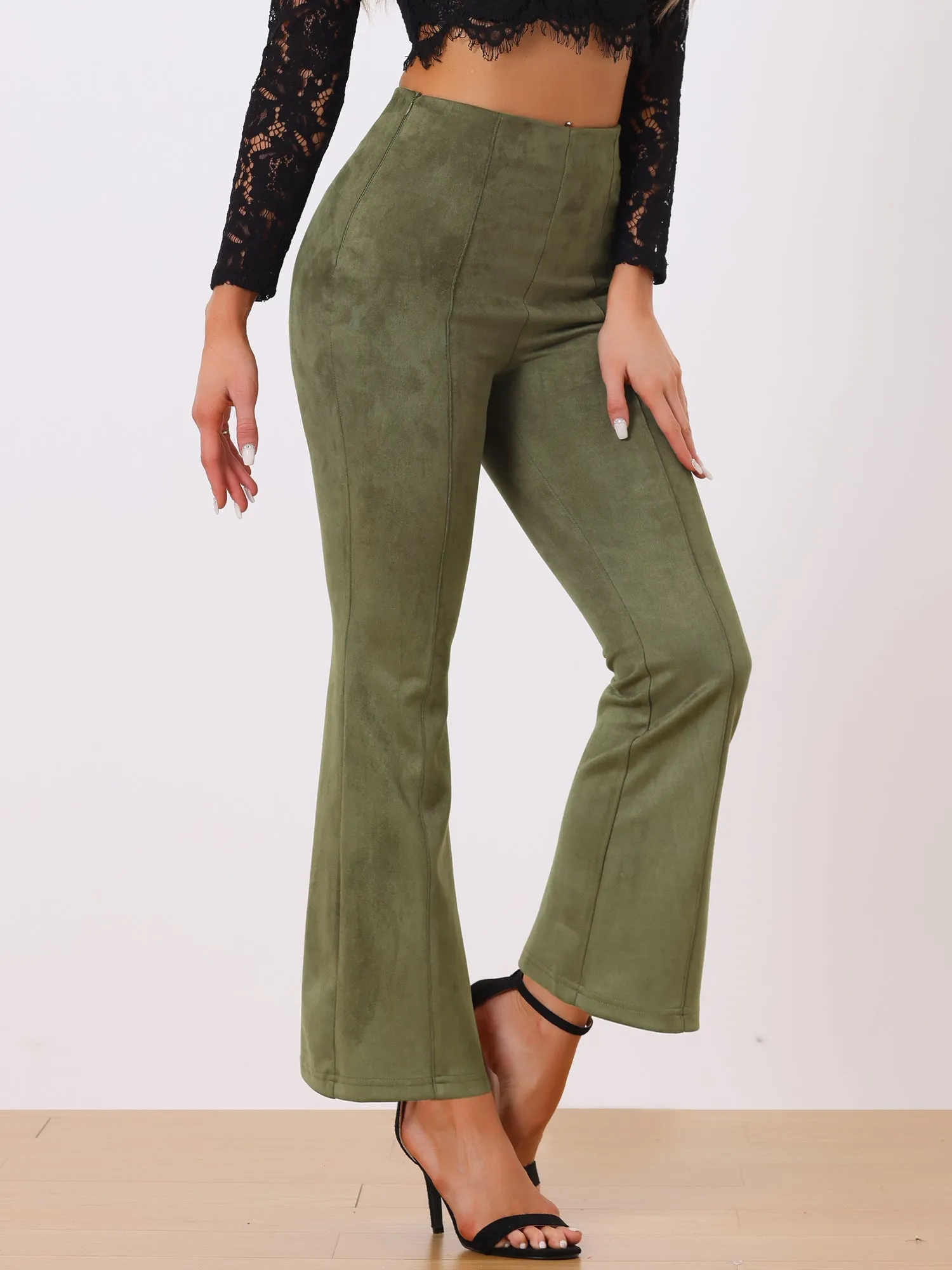 Faux Suede Wide Leg Casual Business Flared Bell Pants