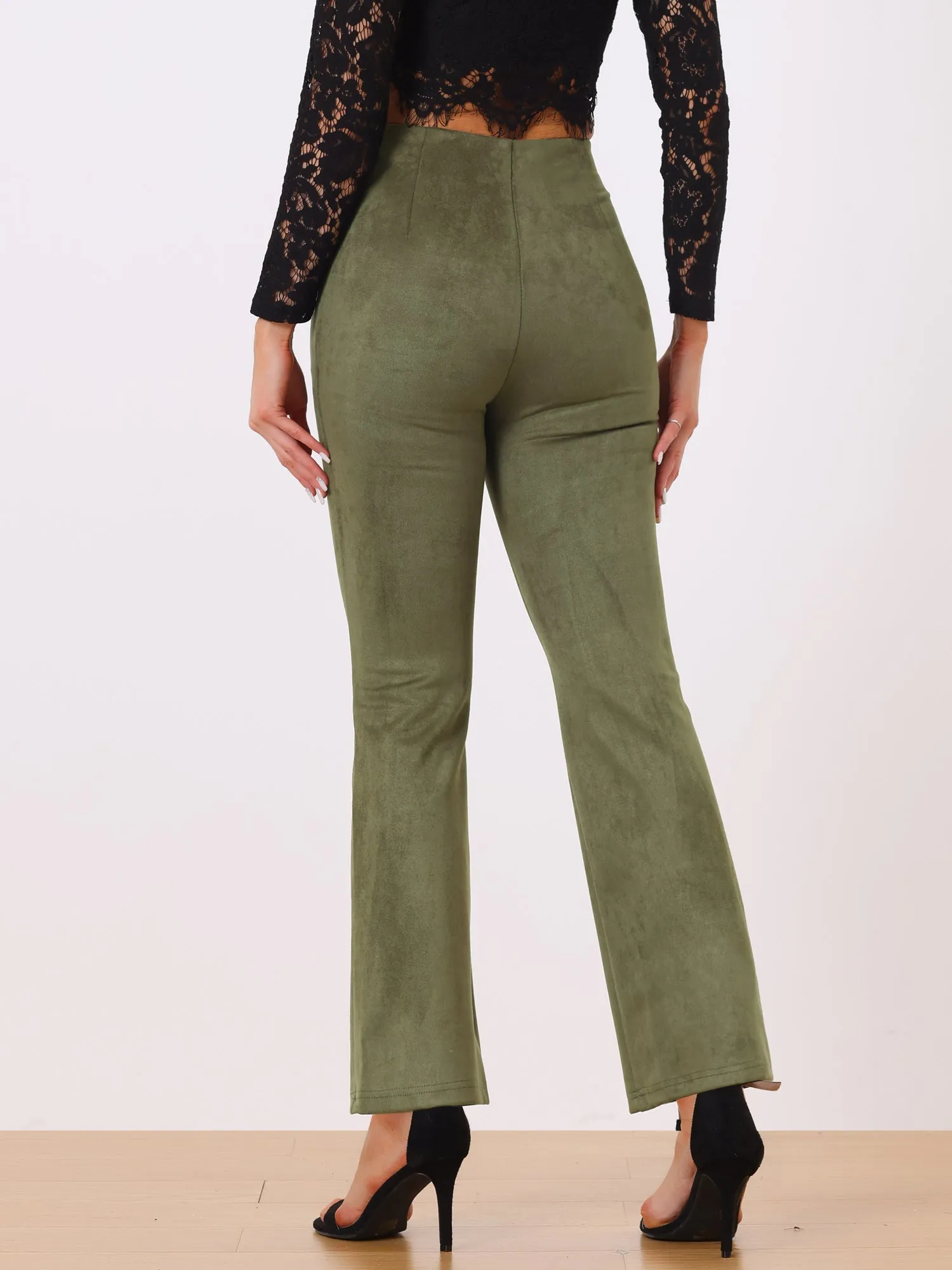 Faux Suede Wide Leg Casual Business Flared Bell Pants