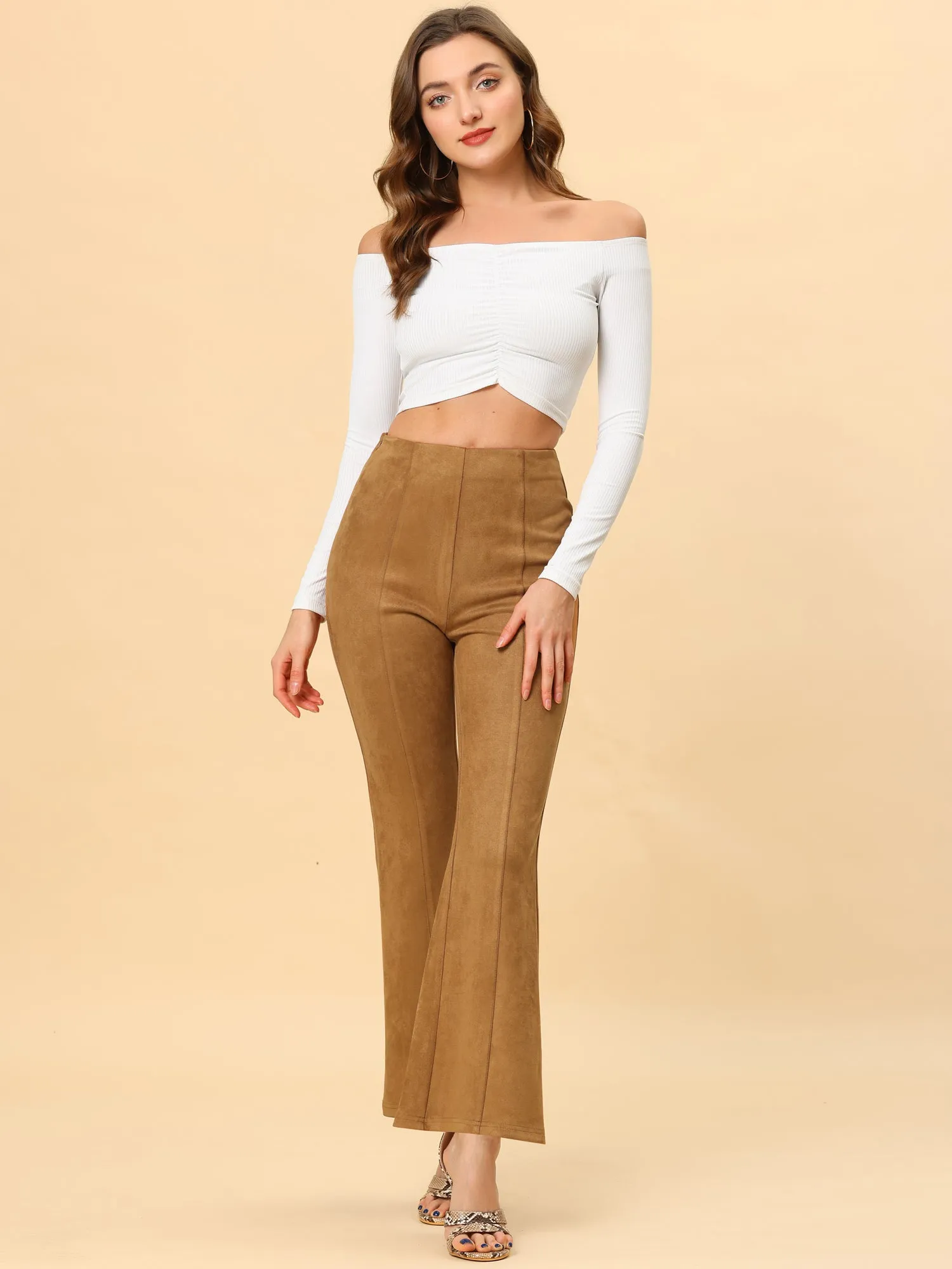 Faux Suede Wide Leg Casual Business Flared Bell Pants