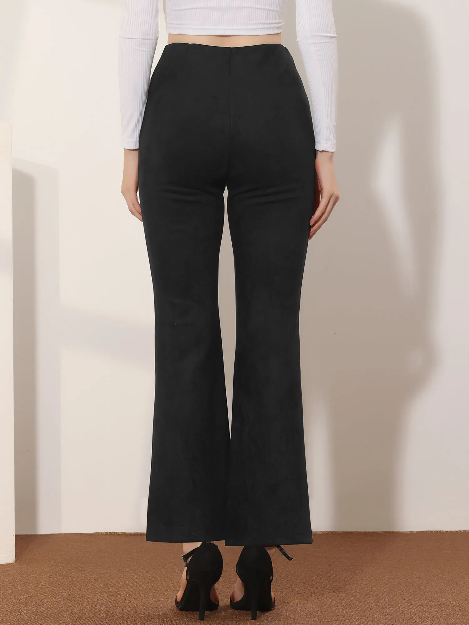 Faux Suede Wide Leg Casual Business Flared Bell Pants