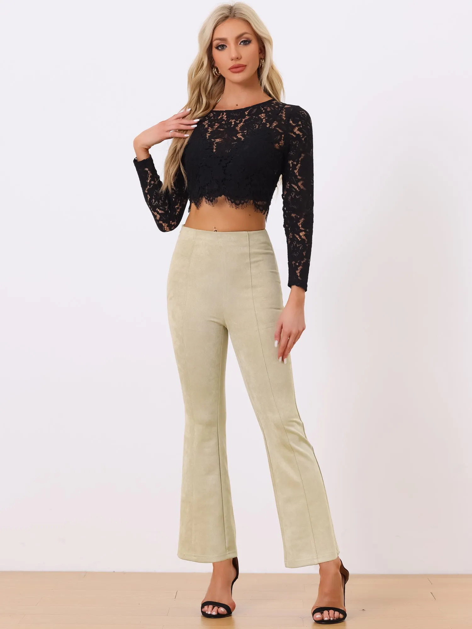 Faux Suede Wide Leg Casual Business Flared Bell Pants