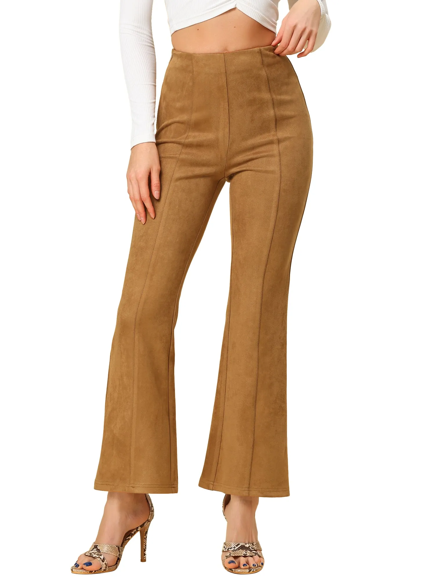 Faux Suede Wide Leg Casual Business Flared Bell Pants