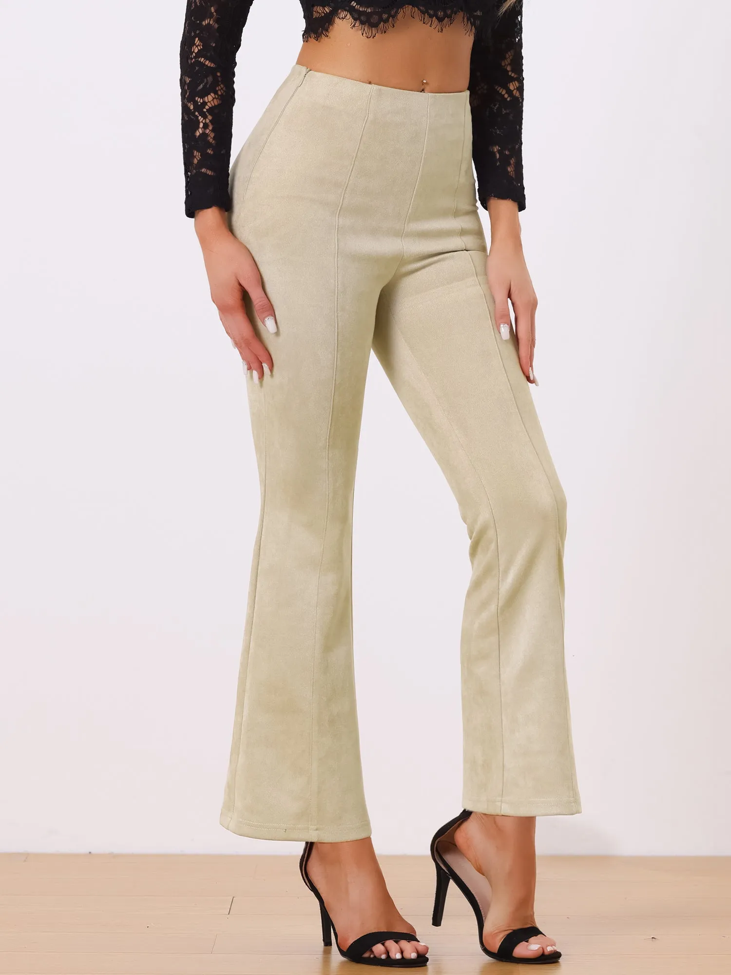 Faux Suede Wide Leg Casual Business Flared Bell Pants