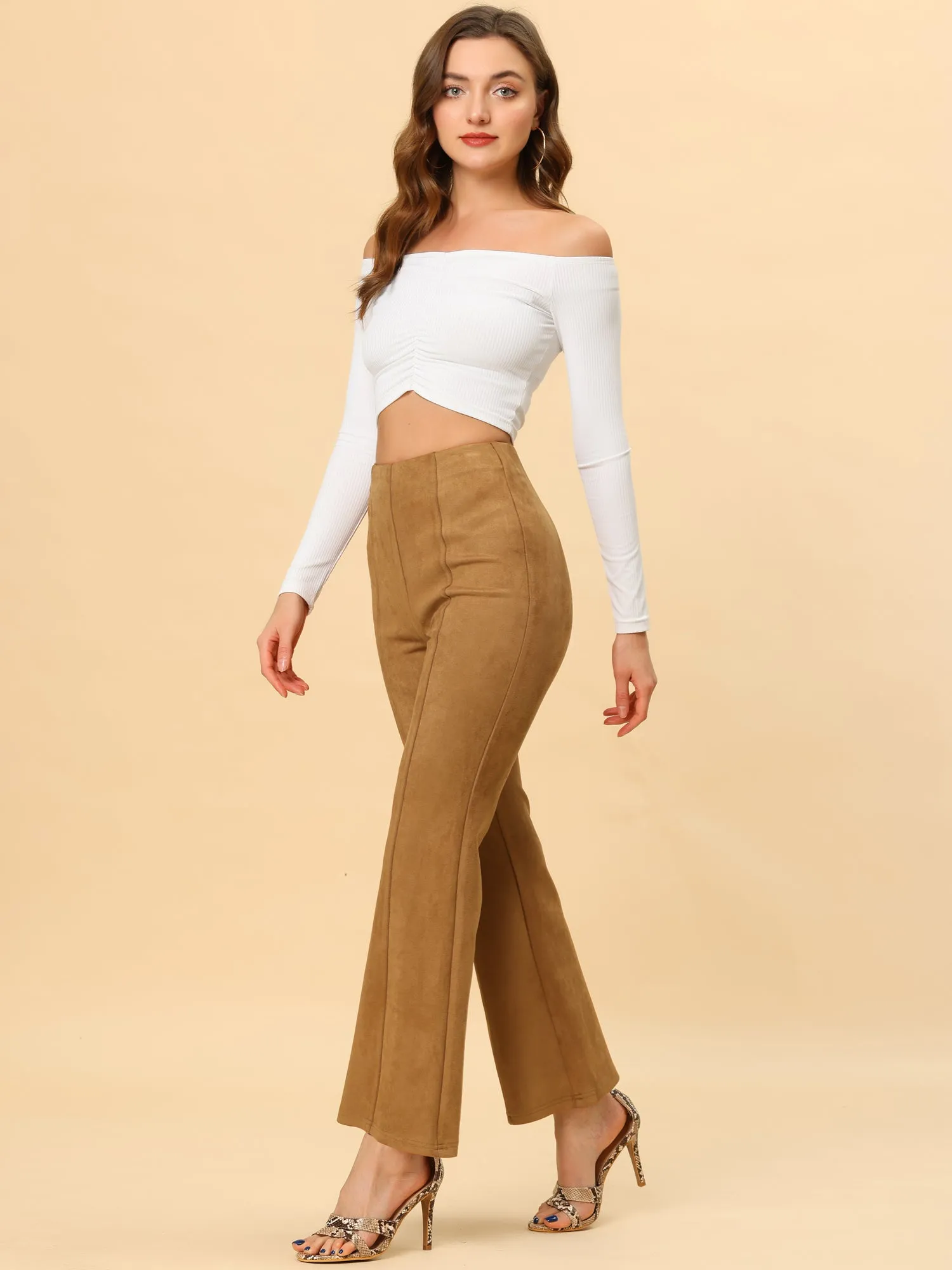 Faux Suede Wide Leg Casual Business Flared Bell Pants