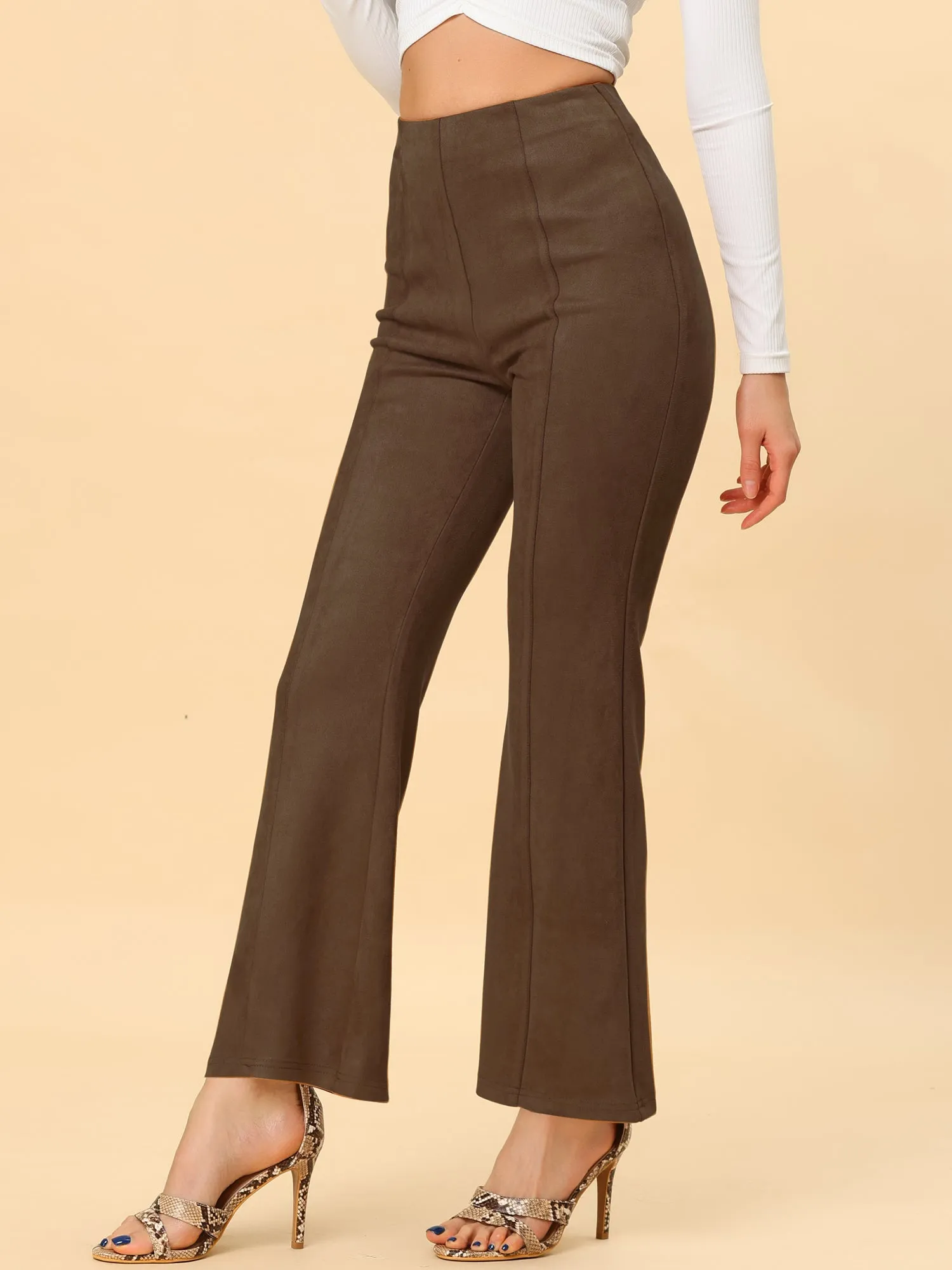 Faux Suede Wide Leg Casual Business Flared Bell Pants