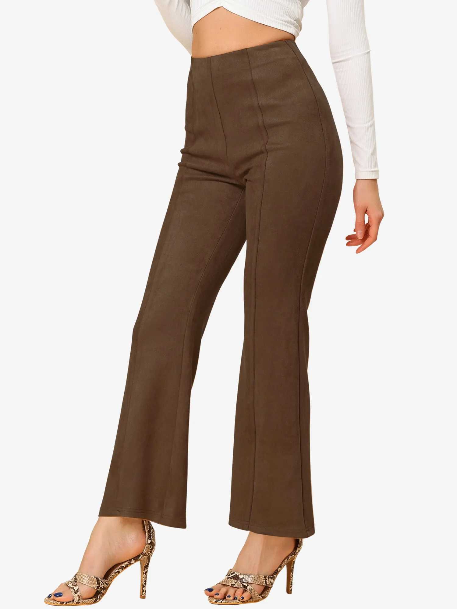 Faux Suede Wide Leg Casual Business Flared Bell Pants